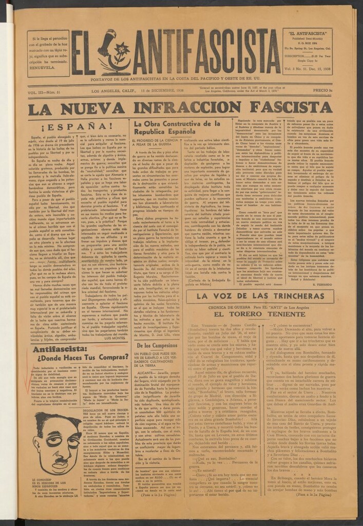 Miniatura de El Antifascista : Portavoz de las Antifascistas en la Costa del Pacífico y Oeste de EE. UU.