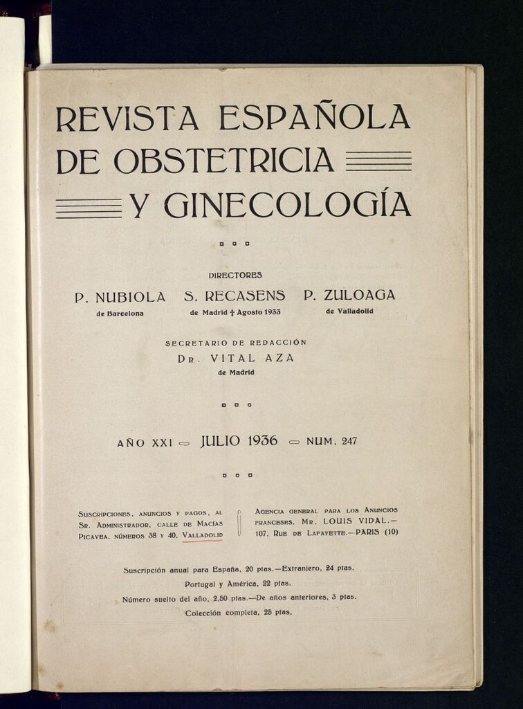 Miniatura de Revista española de obstetricia y ginecología