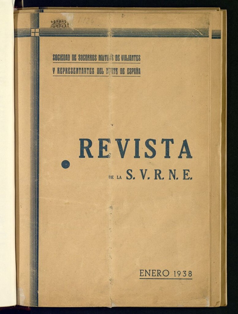 Miniatura de S.V.R.N.E. :revista de la Sociedad de Socorros Mutuos de Viajantes y Representantes del Norte de España
