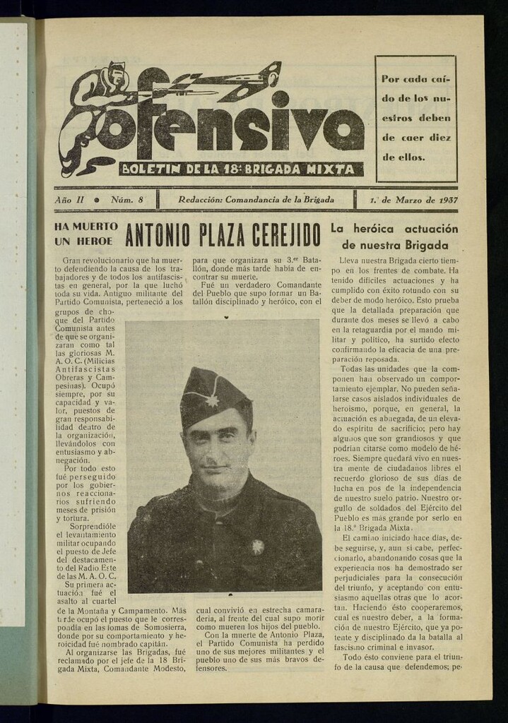 Miniatura de Ofensiva : boletín de la 18ª Brigada Mixta