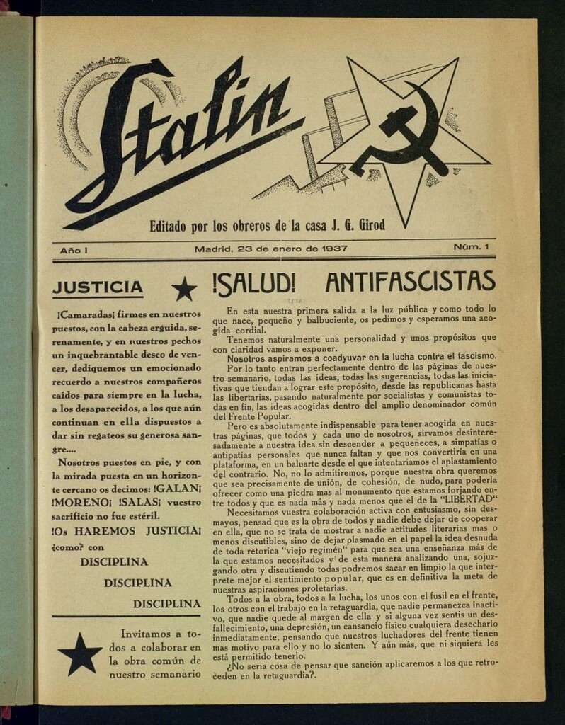 Miniatura de Stalin : editado por los obreros de la casa J.G. Girod