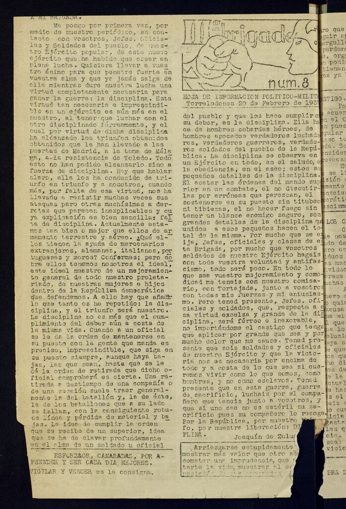 Miniatura de IIIª Brigada : hoja de información político-militar