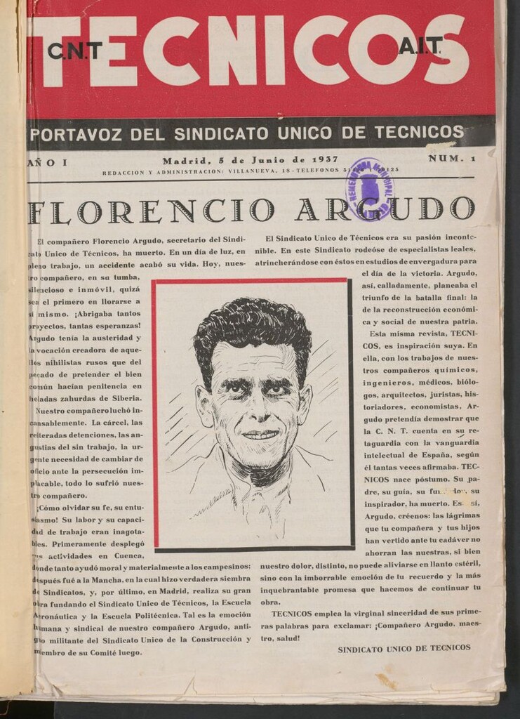 Miniatura de Técnicos : portavoz del Sindicato Único de Técnicos, C.N.T.-A.I.T.