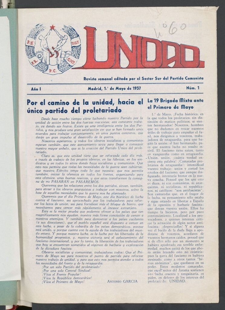 Miniatura de Unidad : revista semanal