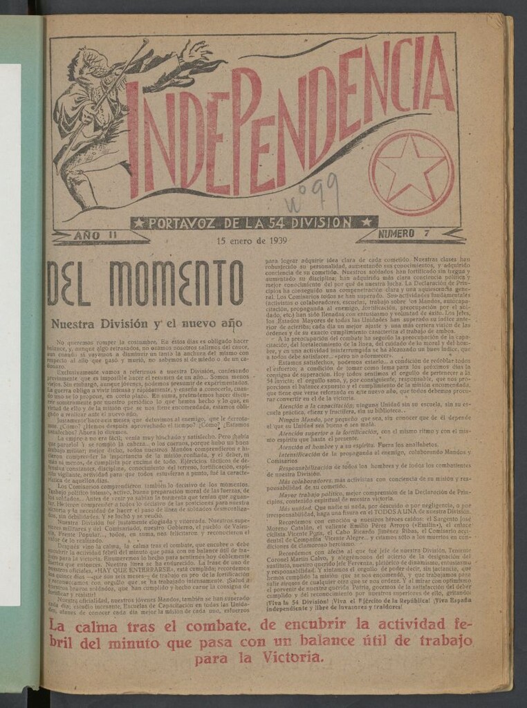 Miniatura de Independencia : portavoz de la 54 División