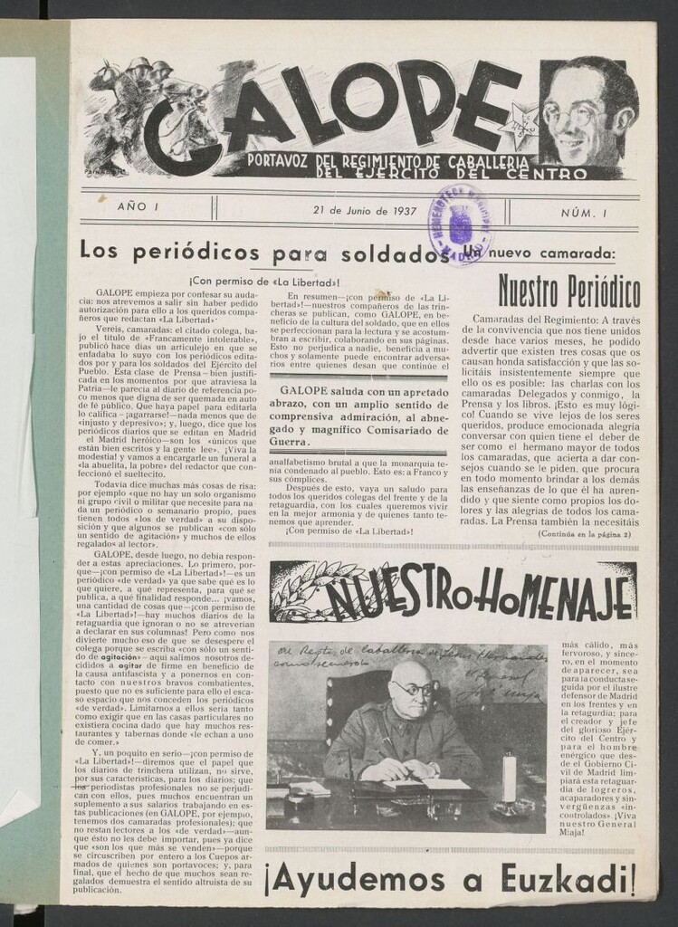 Miniatura de Galope : portavoz del Regimiento de Caballería del Ejercito del Centro