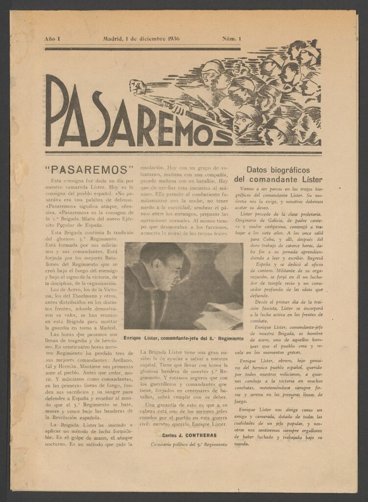 Miniatura de Pasaremos : órgano de la 1ª Brigada Mixta