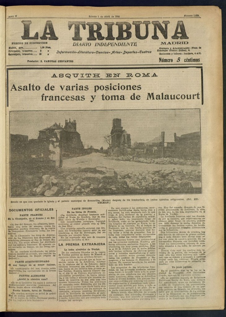 Miniatura de La Tribuna: diario independiente : información, literatura, ciencias, artes, deportes, teatros, modas