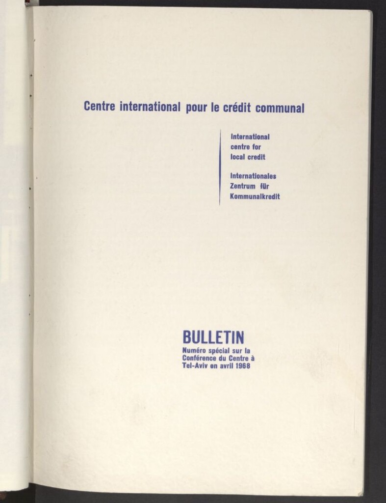 Miniatura de Centre international por le crédit communal = International centre of local credit = Internationales Zentrum für Kommunalkredit : bulletin