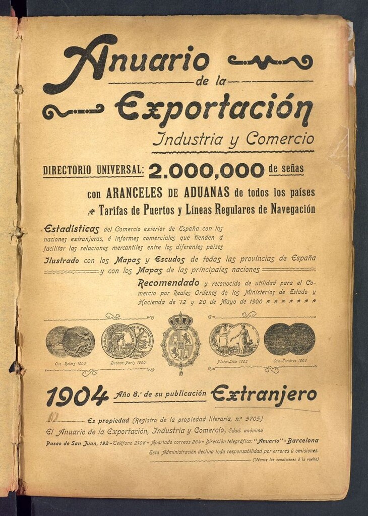 Miniatura de Anuario de la Exportación, Industria y Comercio : directorio universal ... = [Annuaire de l?Exportation Industrie et Commerce : indicateur universel = Export-Annuarium, Industrie und Handel : Welt-Adressbuch]