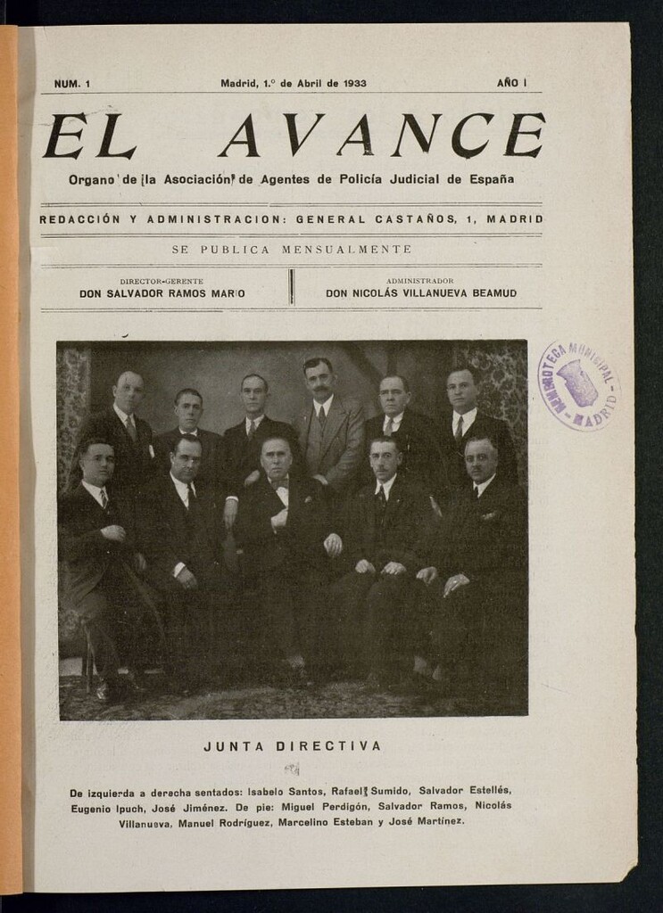 Miniatura de El Avance : órgano de la Asociación de Agentes de Policía Judicial de España