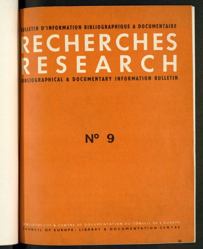 Miniatura de Recherches: bulletin d´ information bibliographique & documentaire / Bibliothèque & Centre de Documentation du Conseil de l´ Europe = Research : bibliographical & documentary information bulletin