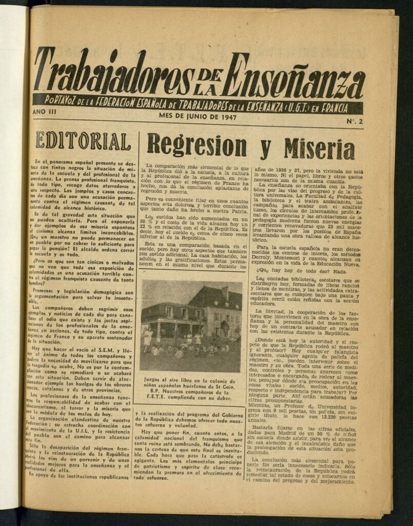 Miniatura de Trabajadores de la Enseñanza : Portavoz de la Federación Española de Trabajadores de la Enseñanza (U.G.T.) en Francia