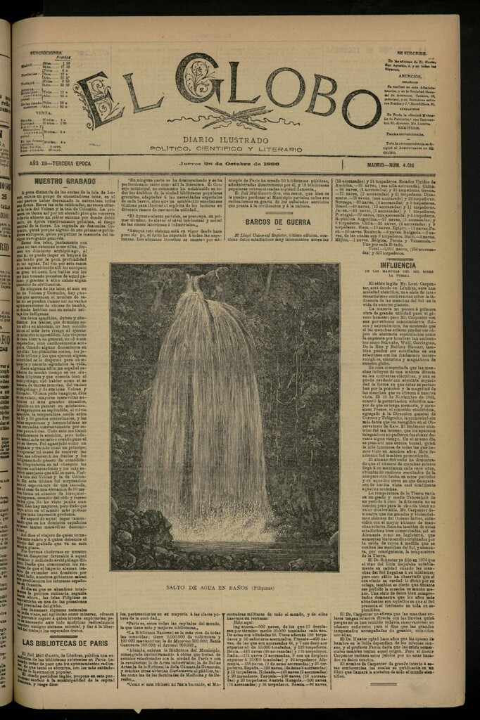 Miniatura de El Globo : diario ilustrado del 28 de octubre de 1886, nº 4016