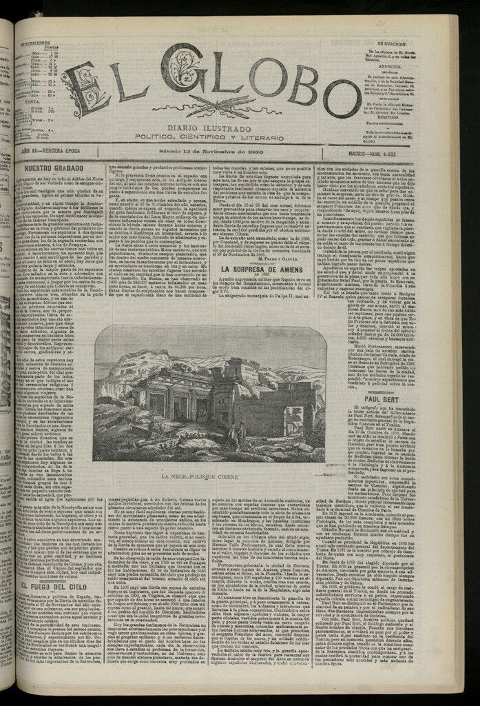 Miniatura de El Globo : diario ilustrado del 13 de noviembre de 1886, nº 4032