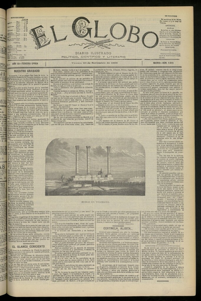 Miniatura de El Globo : diario ilustrado del 26 de noviembre de 1886, nº 4045