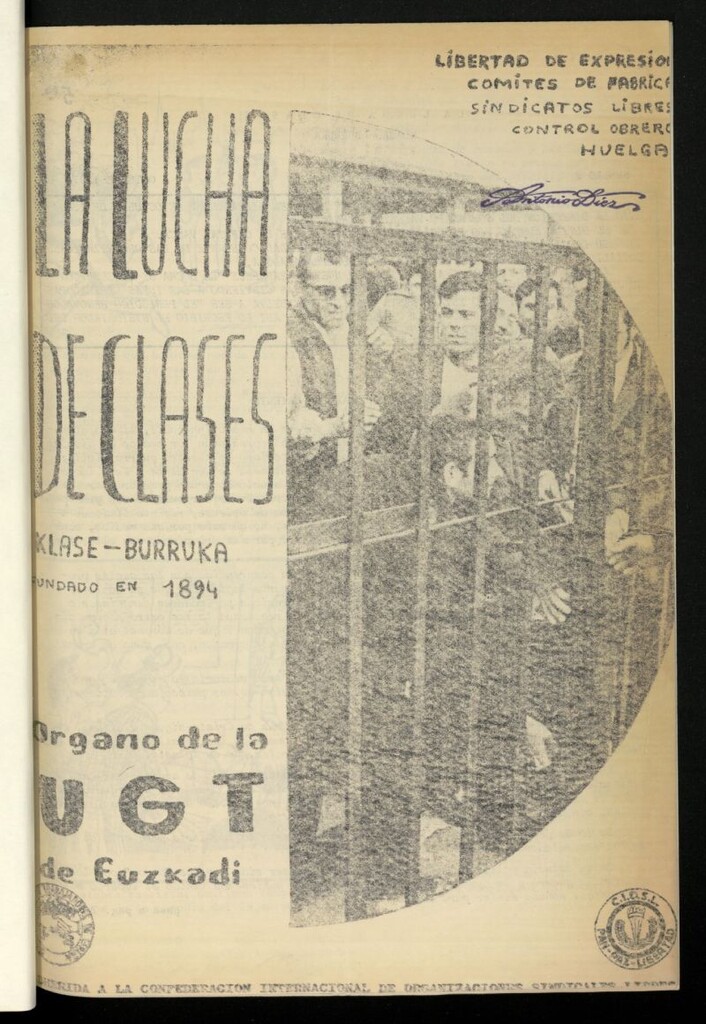 Miniatura de La lucha de clases. Klase-Burruka. Órgano de la U.G.T. de Euzkadi.