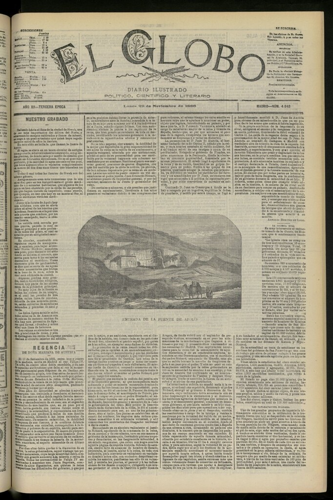 Miniatura de El Globo : diario ilustrado del 29 de noviembre de 1886, nº 4048