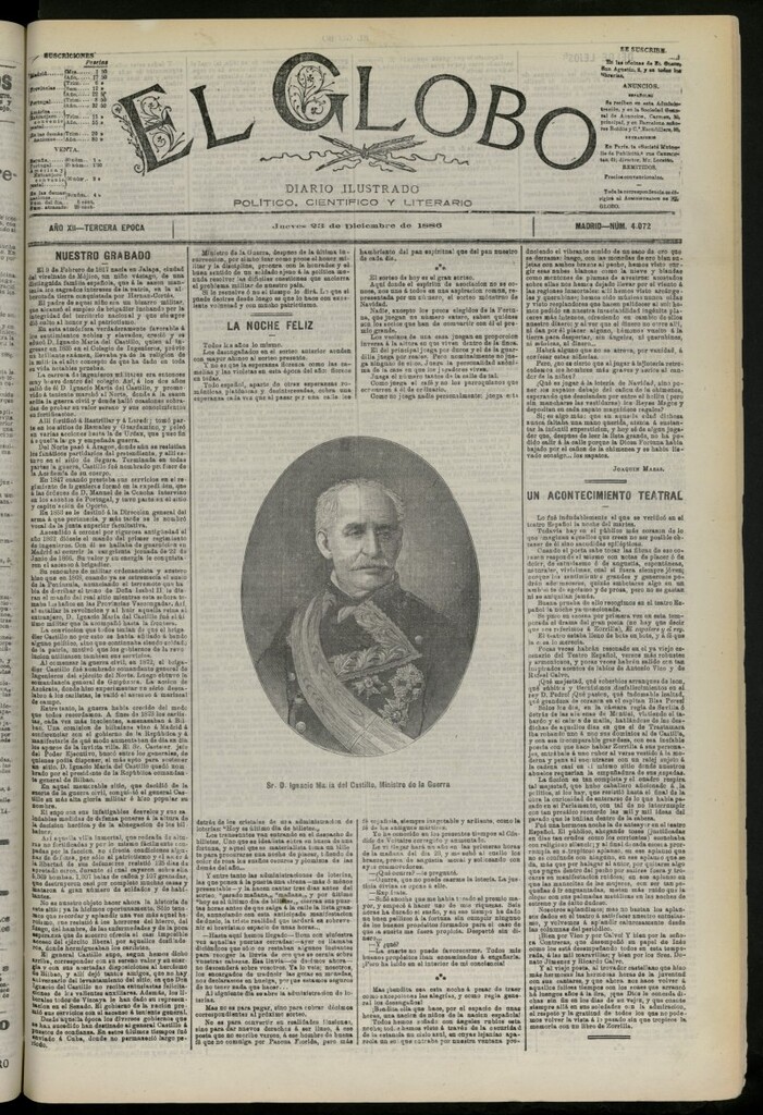 Miniatura de El Globo : diario ilustrado del 23 de diciembre de 1886, nº 4072