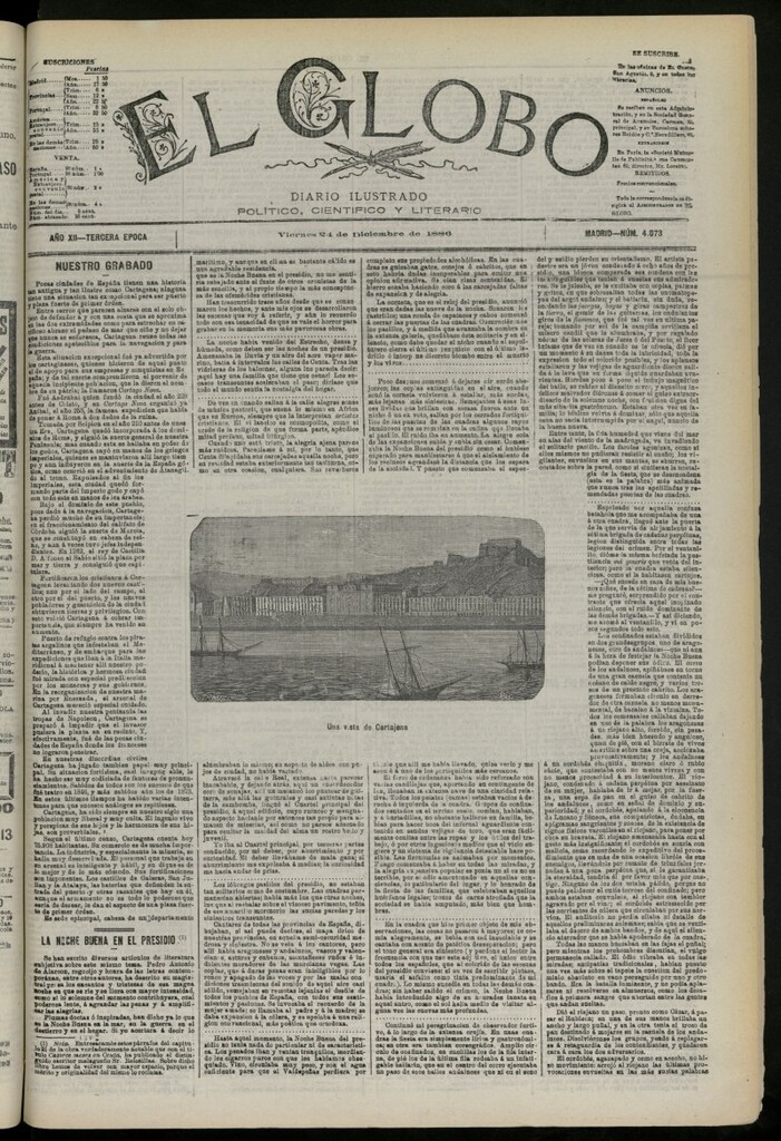 Miniatura de El Globo : diario ilustrado del 24 de diciembre de 1886, nº 4073
