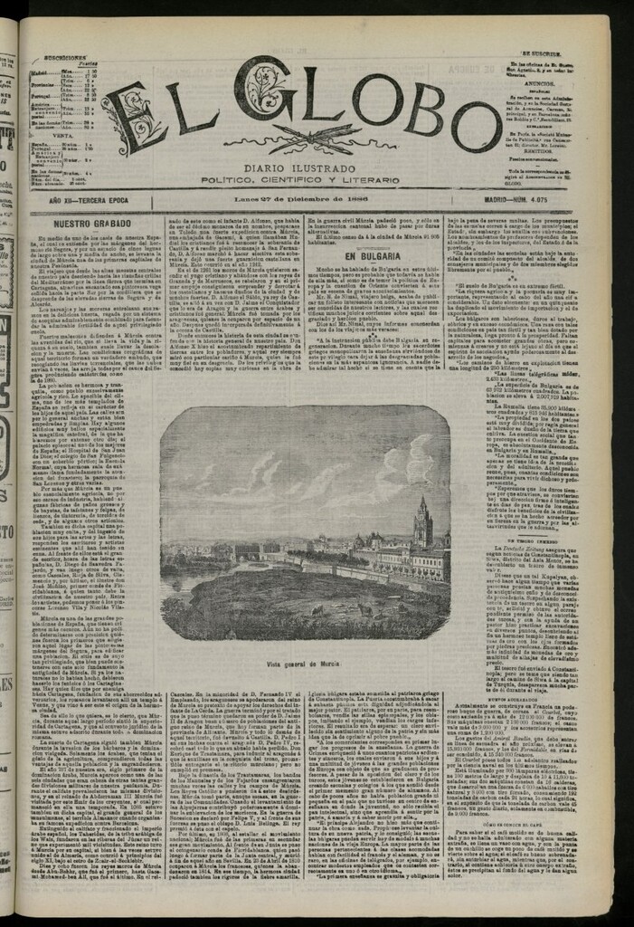 Miniatura de El Globo : diario ilustrado del 27 de diciembre de 1886, nº 4075