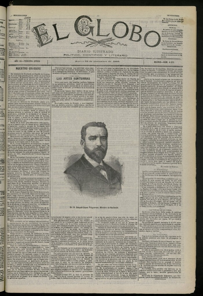 Miniatura de El Globo : diario ilustrado del 29 de diciembre de 1886, nº 4077