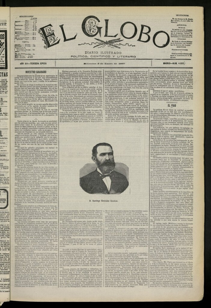 Miniatura de El Globo : diario ilustrado del 5 de enero de 1887, nº 4084