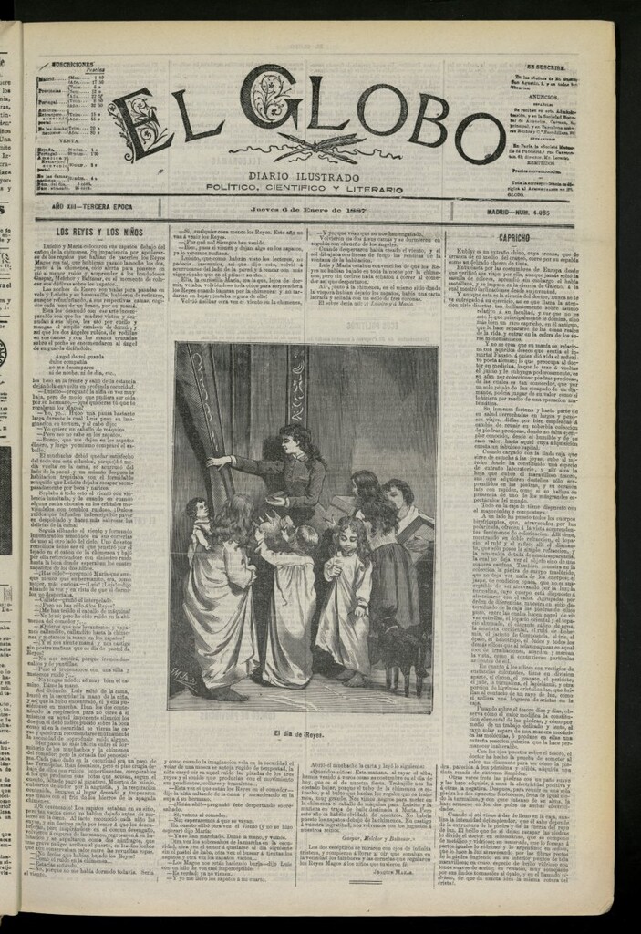 Miniatura de El Globo : diario ilustrado del 6 de enero de 1887, nº 4085