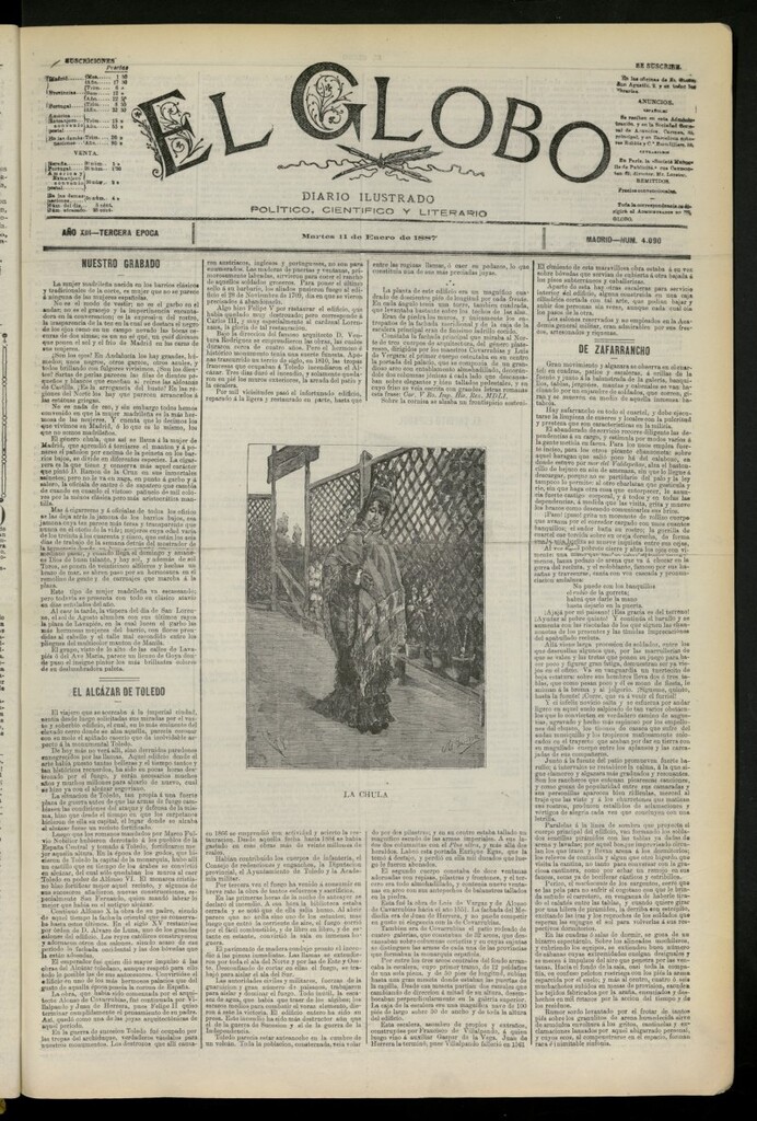 Miniatura de El Globo : diario ilustrado del 11 de enero de 1887, nº 4090