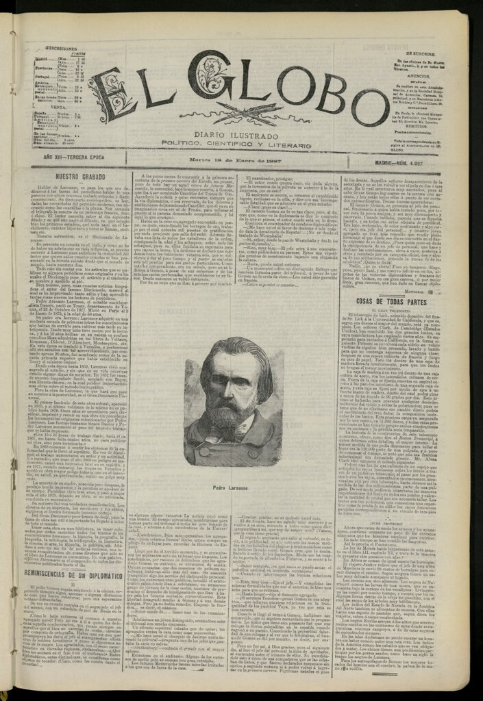 Miniatura de El Globo : diario ilustrado del 18 de enero de 1887, nº 4097