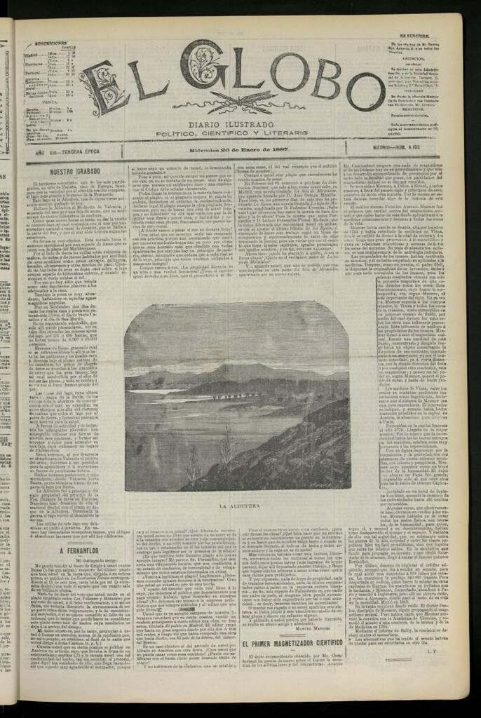 Miniatura de El Globo : diario ilustrado del 26 de enero de 1887, nº 4105