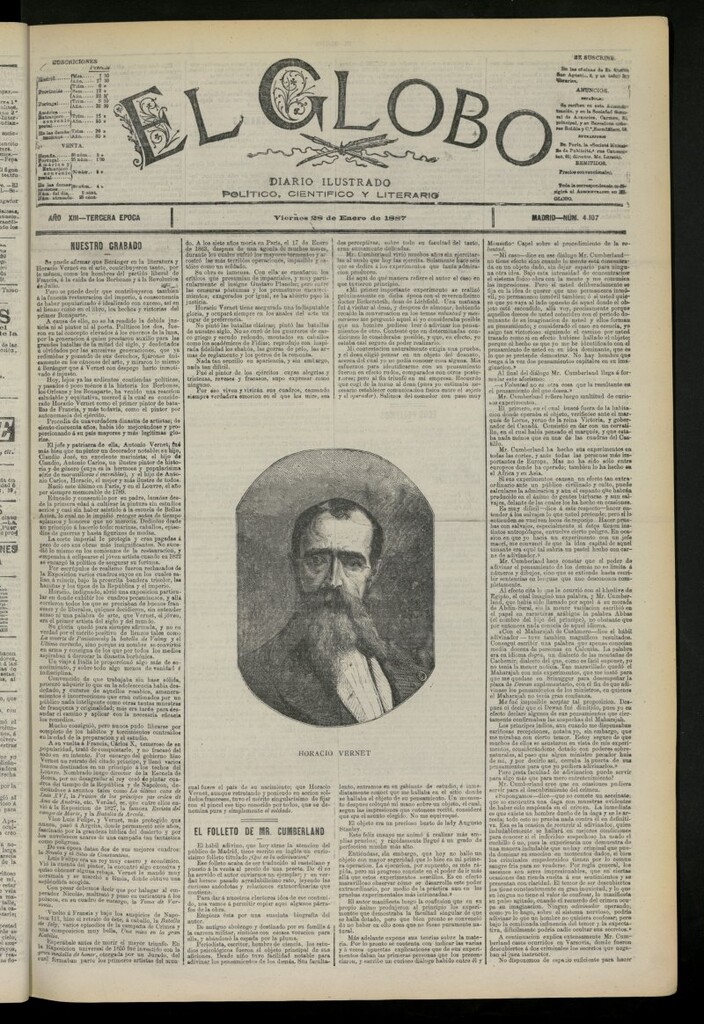 Miniatura de El Globo : diario ilustrado del 28 de enero de 1887, nº 4107