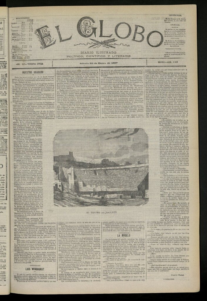Miniatura de El Globo : diario ilustrado del 29 de enero de 1887, nº 4108
