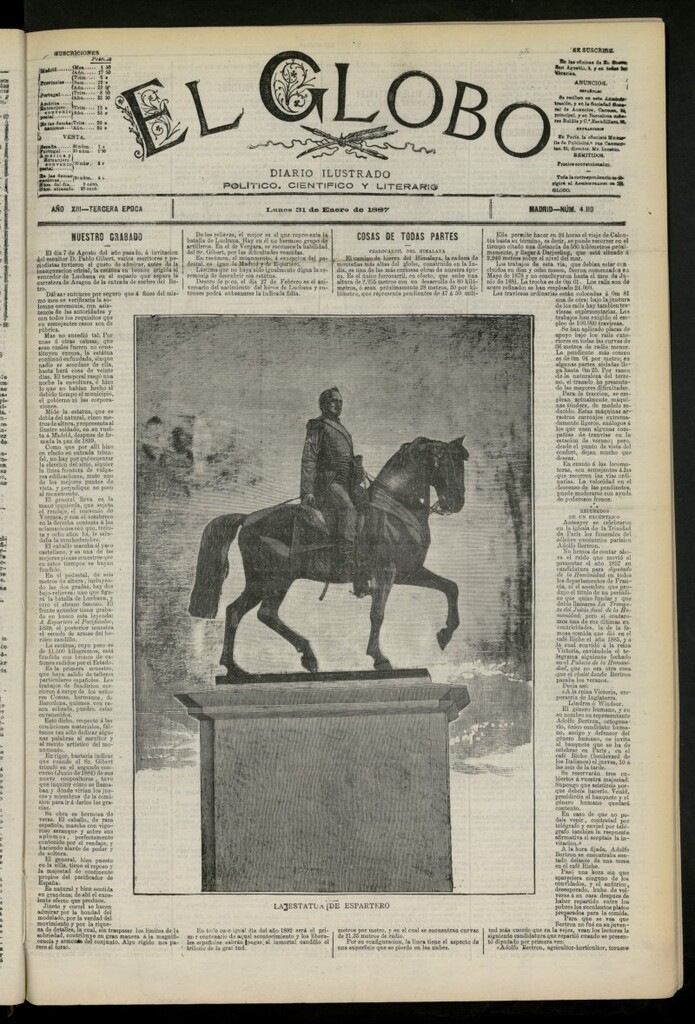 Miniatura de El Globo : diario ilustrado del 31 de enero de 1887, nº 4110