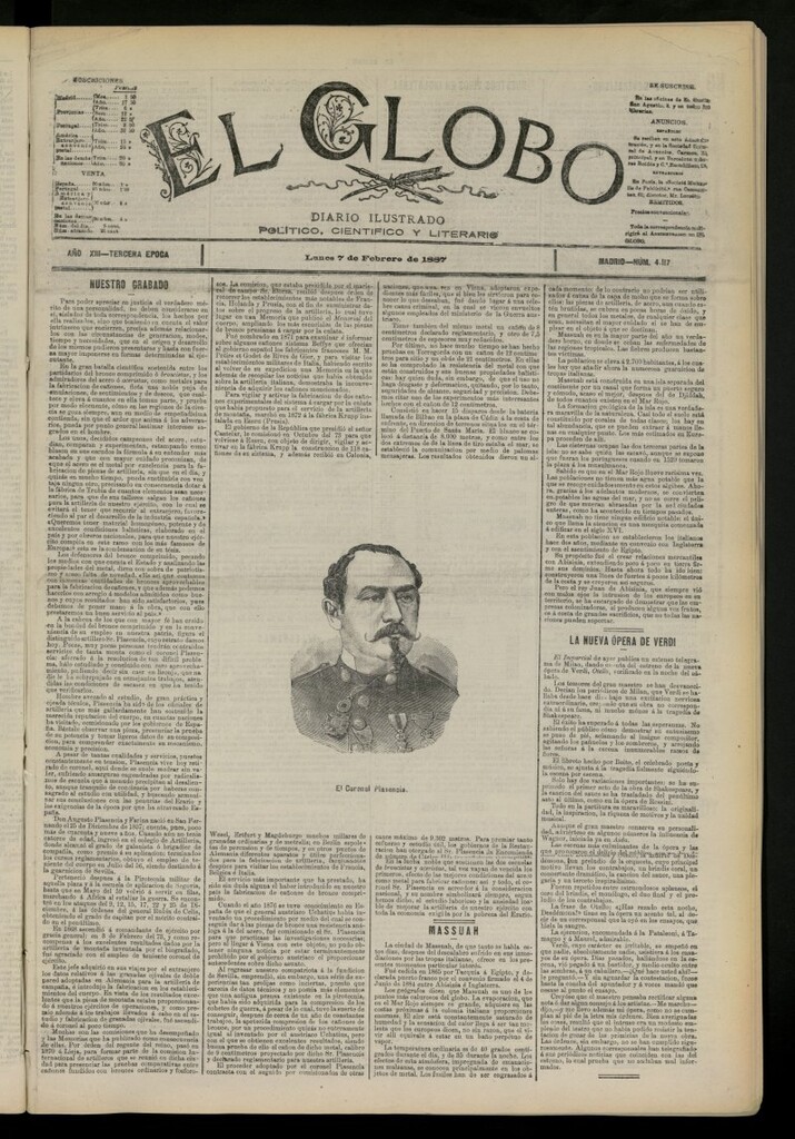 Miniatura de El Globo : diario ilustrado del 7 de febrero de 1887, nº 4117