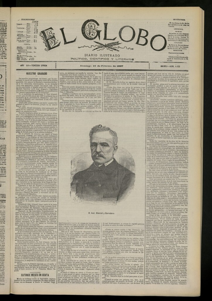 Miniatura de El Globo : diario ilustrado del 13 de febrero de 1887, nº 4123