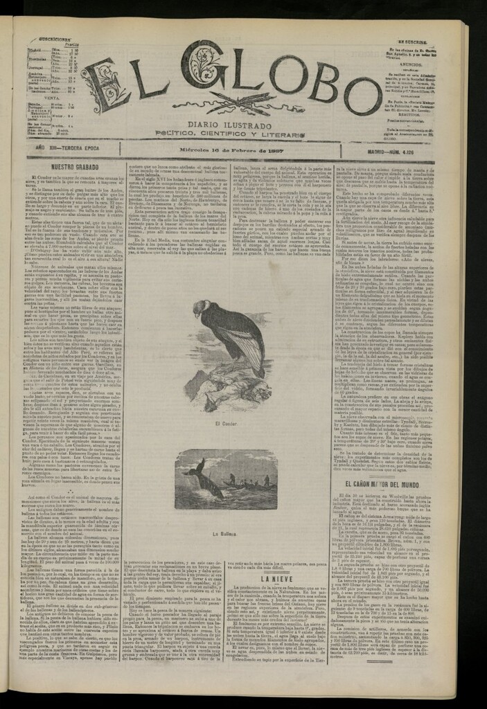 Miniatura de El Globo : diario ilustrado del 16 de febrero de 1887, nº 4126