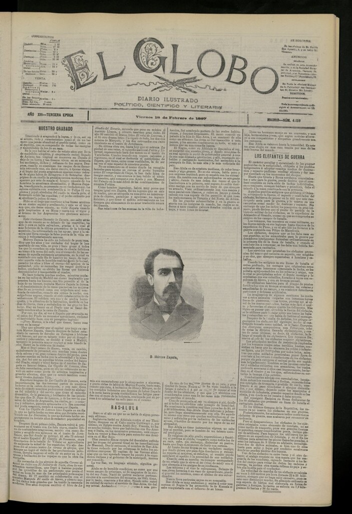 Miniatura de El Globo : diario ilustrado del 18 de febrero de 1887, nº 4128
