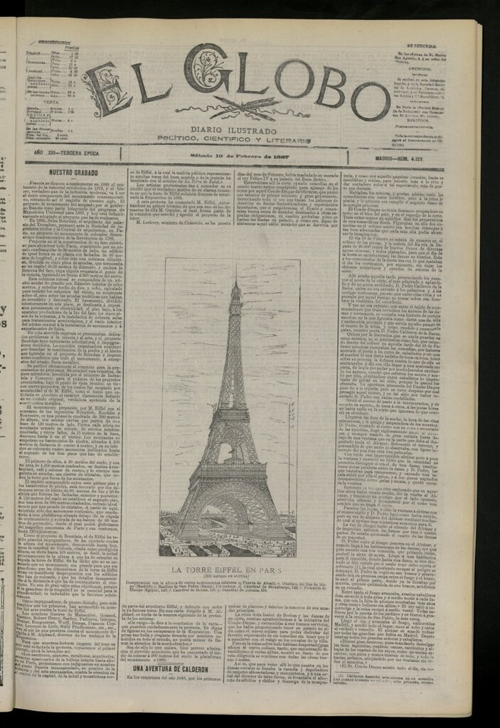 Miniatura de El Globo : diario ilustrado del 19 de febrero de 1887, nº 4129