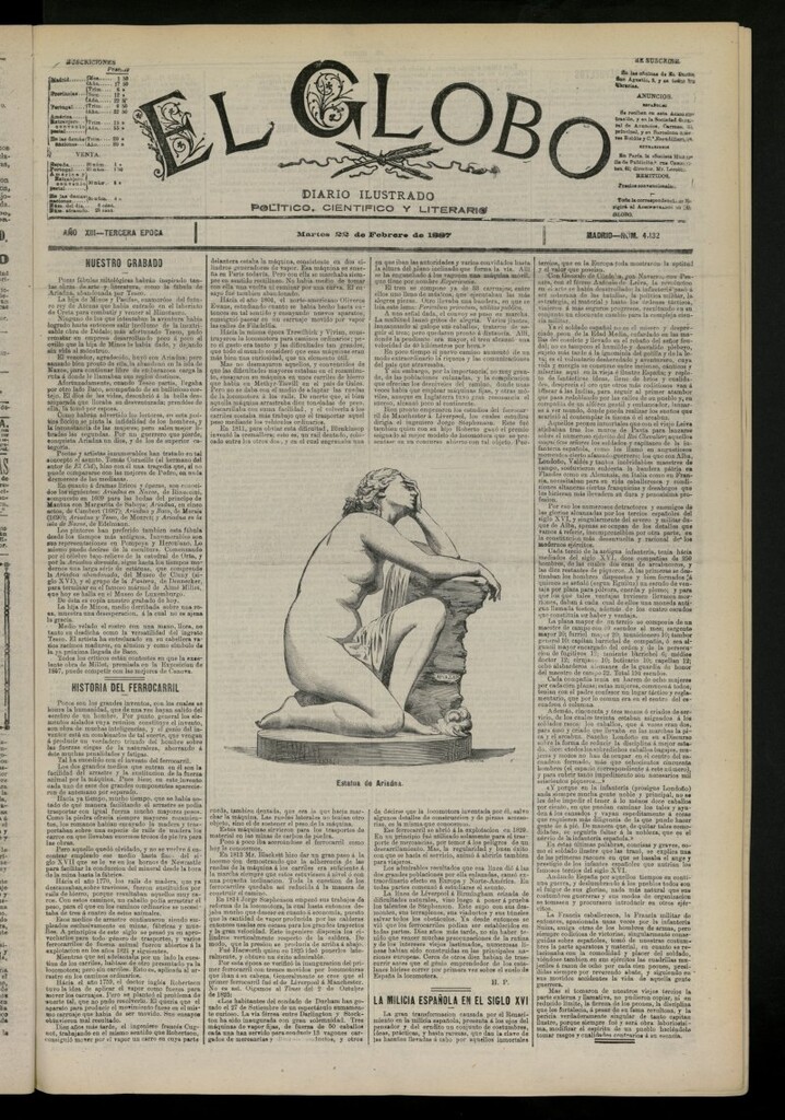 Miniatura de El Globo : diario ilustrado del 22 de febrero de 1887, nº 4132