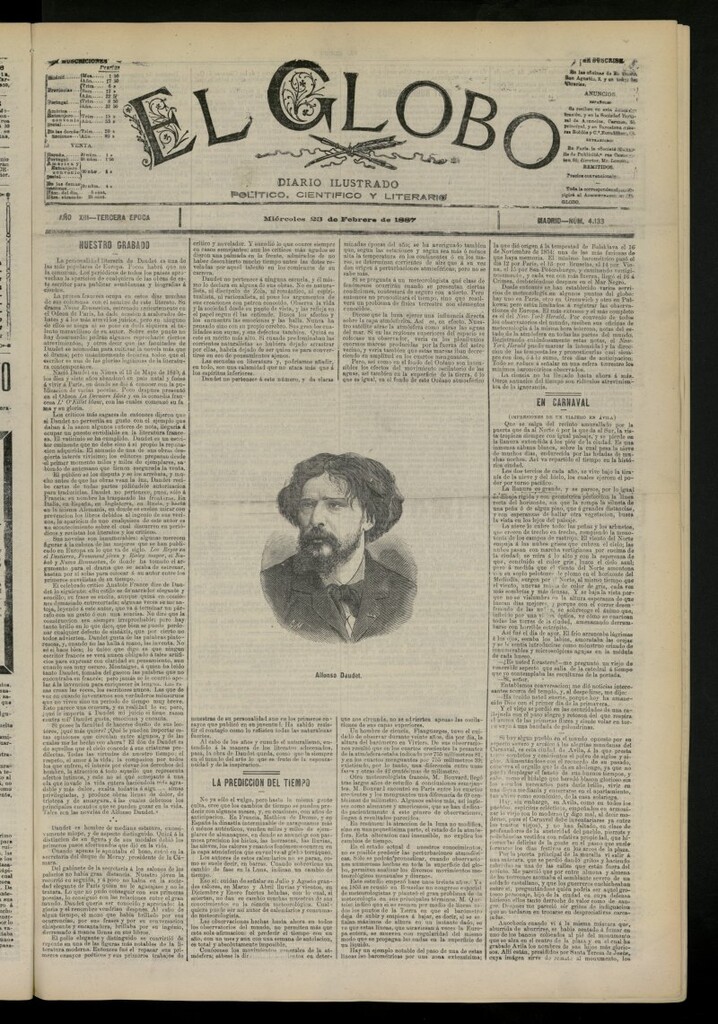 Miniatura de El Globo : diario ilustrado del 23 de febrero de 1887, nº 4133