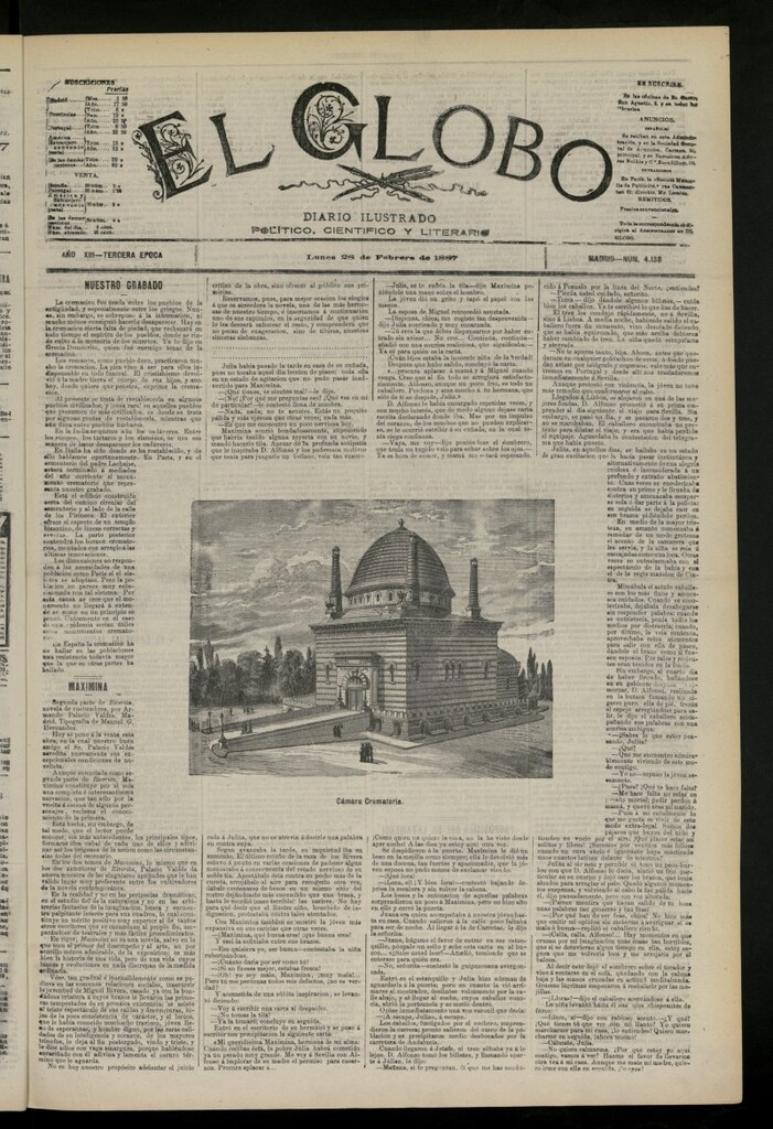 Miniatura de El Globo : diario ilustrado del 28 de febrero de 1887, nº 4138
