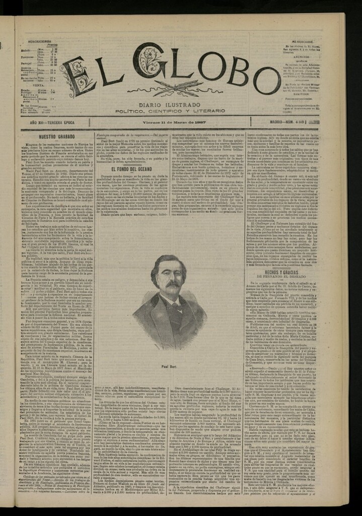 Miniatura de El Globo : diario ilustrado del 11 de marzo de 1887, nº 4149