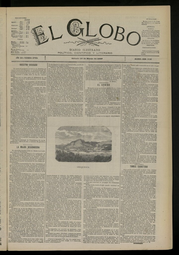 Miniatura de El Globo : diario ilustrado del 12 de marzo de 1887, nº 4150