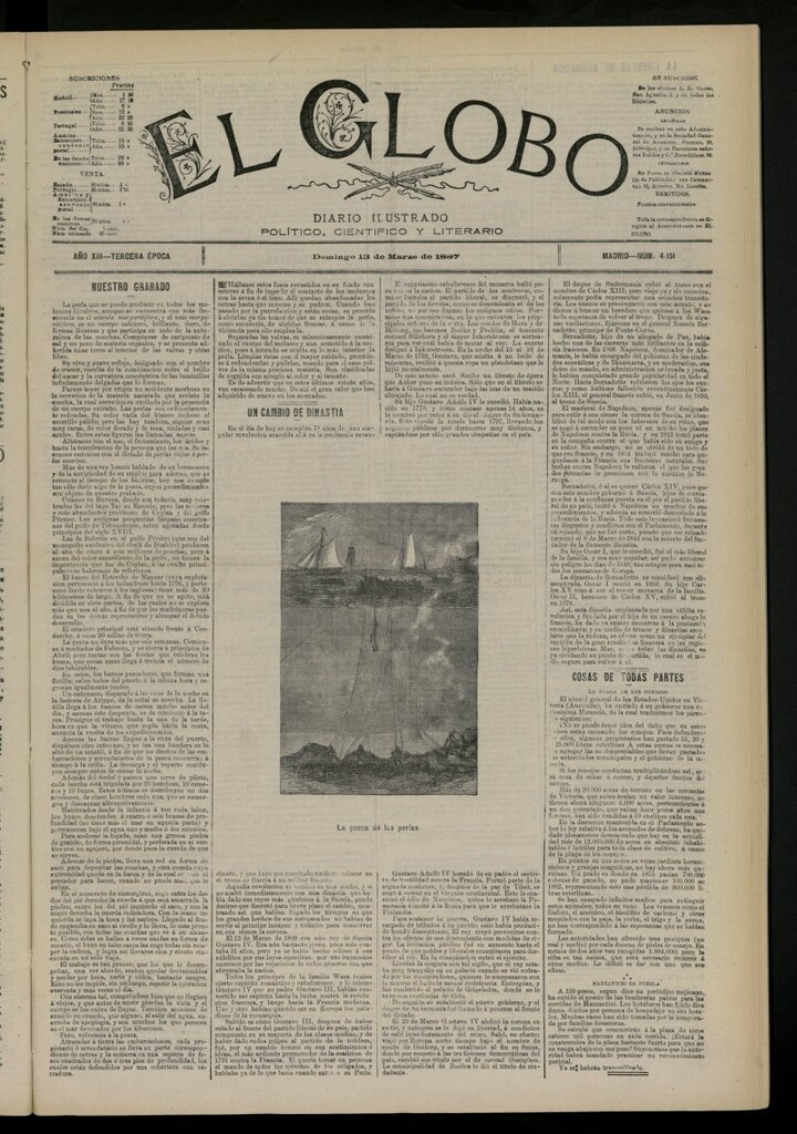 Miniatura de El Globo : diario ilustrado del 13 de marzo de 1887, nº 4151