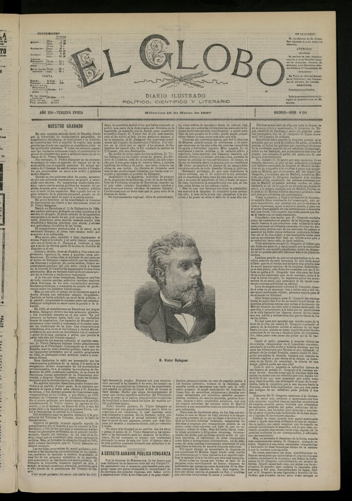 Miniatura de El Globo : diario ilustrado del 16 de marzo de 1887, nº 4154