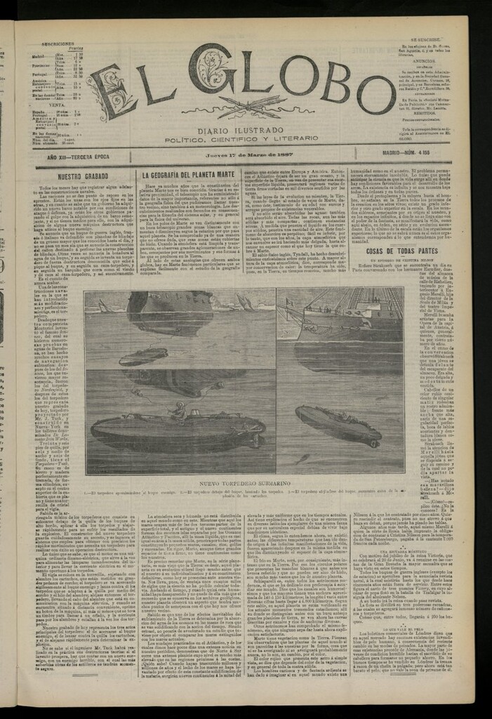 Miniatura de El Globo : diario ilustrado del 17 de marzo de 1887, nº 4155