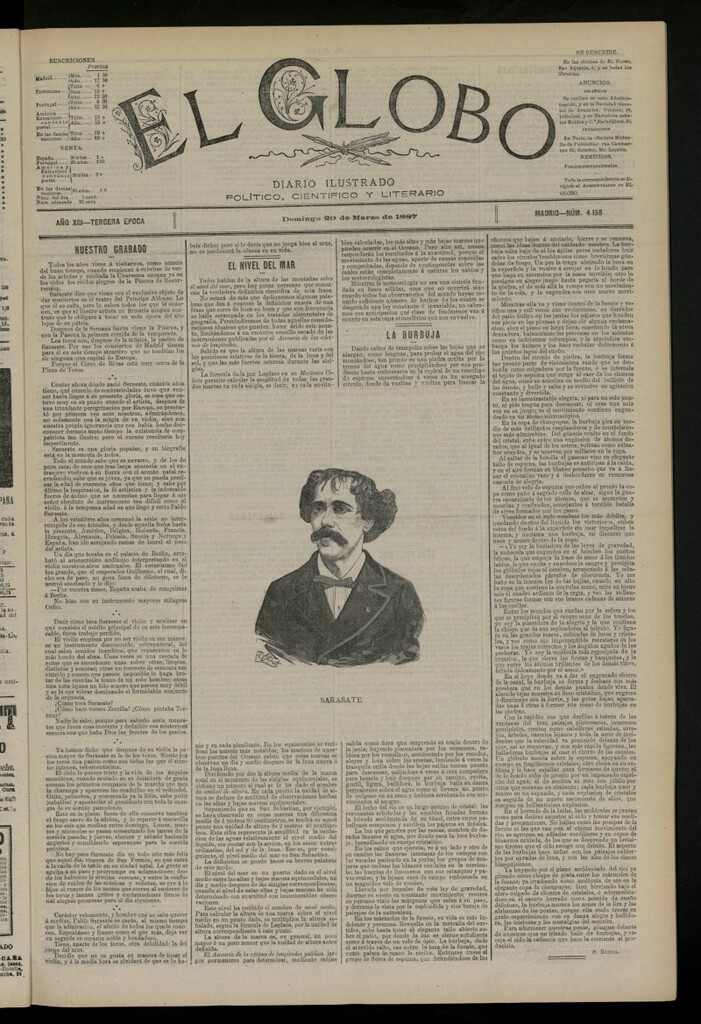 Miniatura de El Globo : diario ilustrado del 20 de marzo de 1887, nº 4158