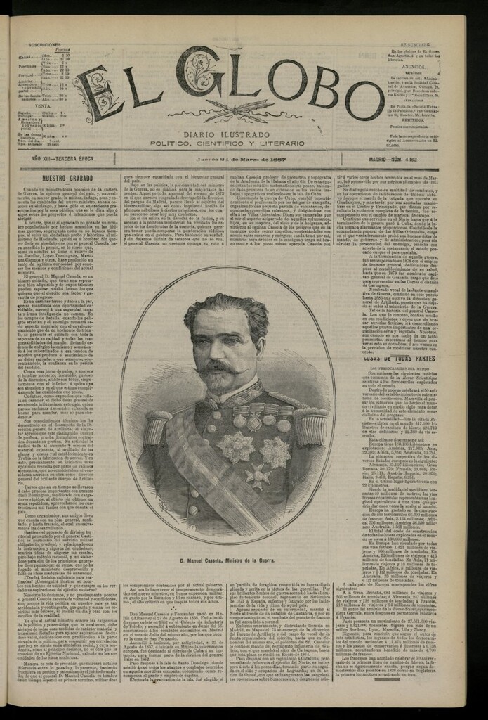 Miniatura de El Globo : diario ilustrado del 24 de marzo de 1887, nº 4162