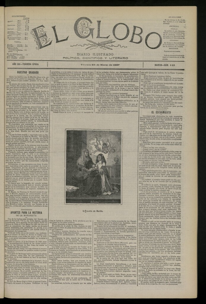 Miniatura de El Globo : diario ilustrado del 25 de marzo de 1887, nº 4163